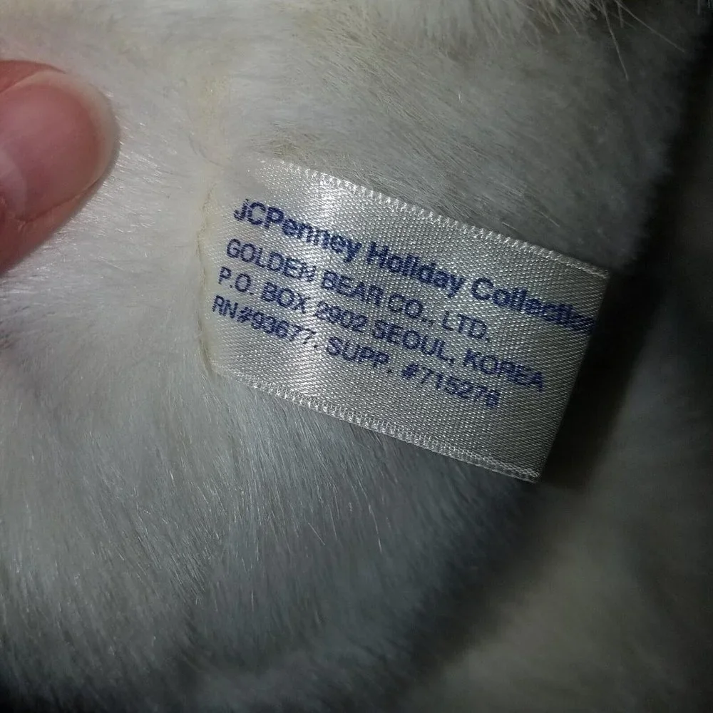 VTG JC Penney Holiday Collection White Teddy Plush 18